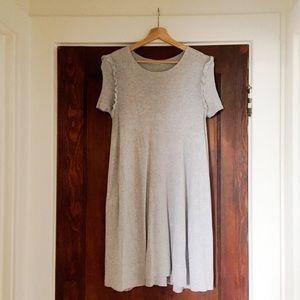 Zara Light Gray Knit Swing Dress w/ Ruffle Detail